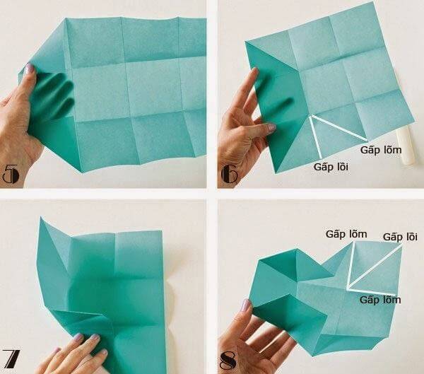 Các thao tác làm thành hộp giấy (Nguồn: Internet)