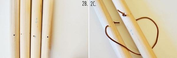 Thao tác ghép cặp các thanh gỗ làm giá treo quần áo handmade (Nguồn: Internet)
