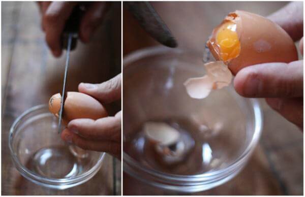Loại bỏ phần lòng trắng và lòng đỏ để làm sạch vỏ trứng (Nguồn: Internet)