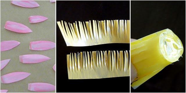 Sơn màu cho các cánh hoa, nhụy hoa bằng hỗn hợp keo sữa và sơn acrylic (Nguồn: Internet)
