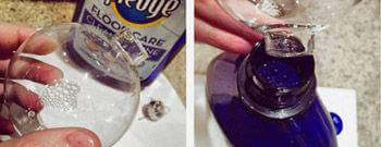Đổ keo sữa và nước rửa chén/nước lau sàn vào trong quả cầu (Nguồn: Internet)